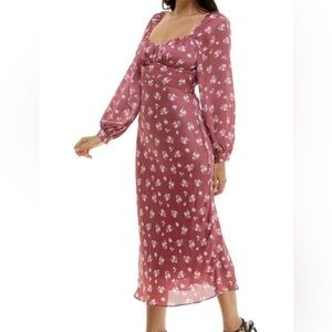 B Darlin Holiday Floral Dress in Mauve & Cream NWT